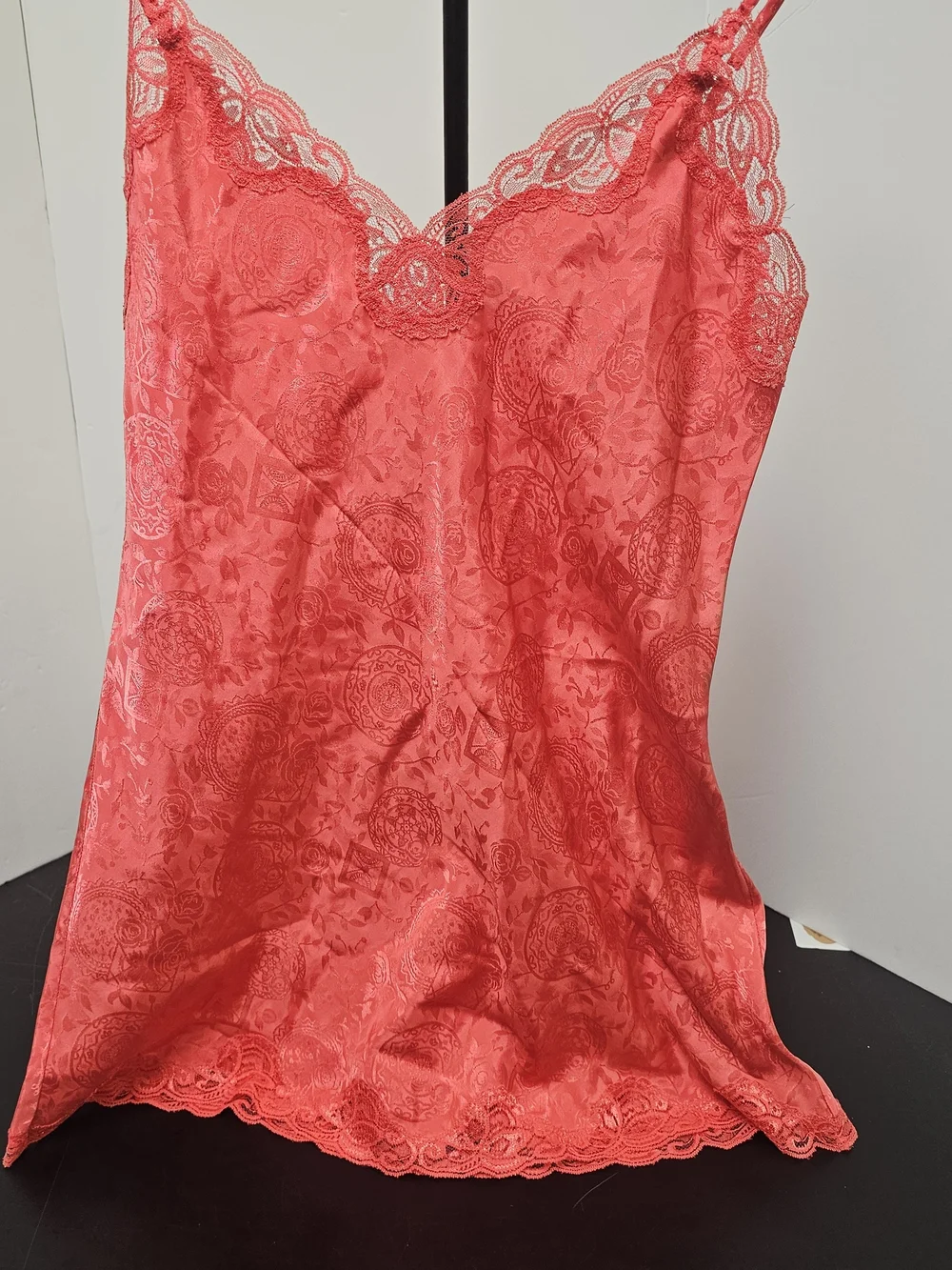 Victoria's Secret Coral-Red Lace Chemise